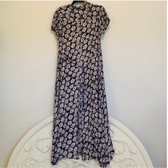 VINTAGE Sunflower Print Button Down Maxi Dress - Picture 4 of 8